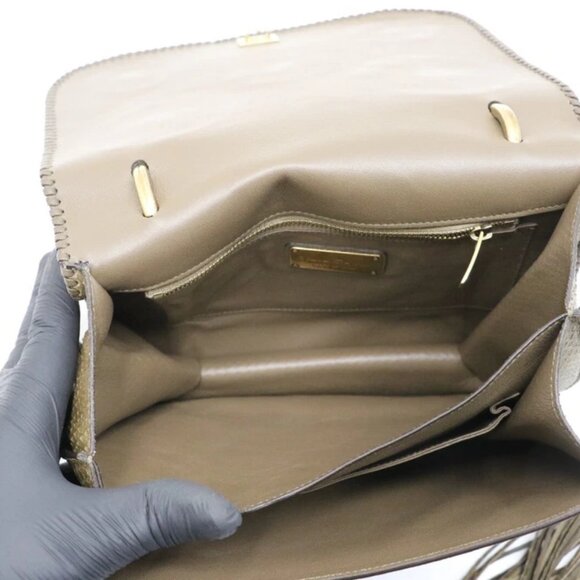 Salvatore Ferragamo Kamelia Shoulder Bag Python - Green - Picture 12 of 13